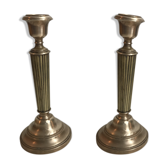 Pair of old brass candlesticks