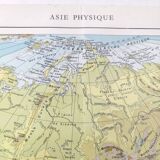 Vintage map Asia China Japan USSR India 43x43cm from 1950