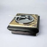 Brutalist wood and resin ashtray, Italy, 1980s