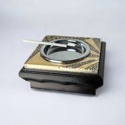 Brutalist wood and resin ashtray, Italy, 1980s