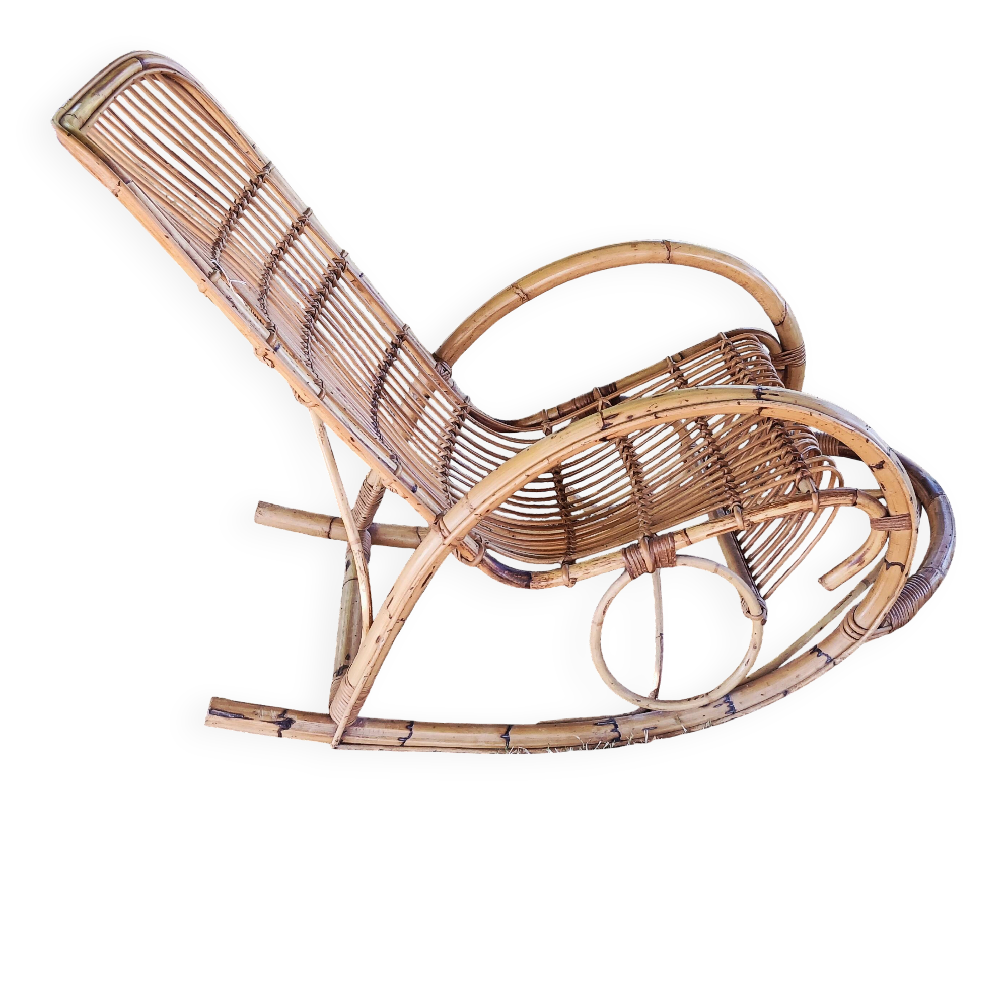 1960s rattan rocking chair by Rohe Noorwolde
