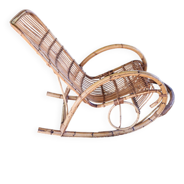 Rocking chair en rotin années 60 par Rohe Noorwolde