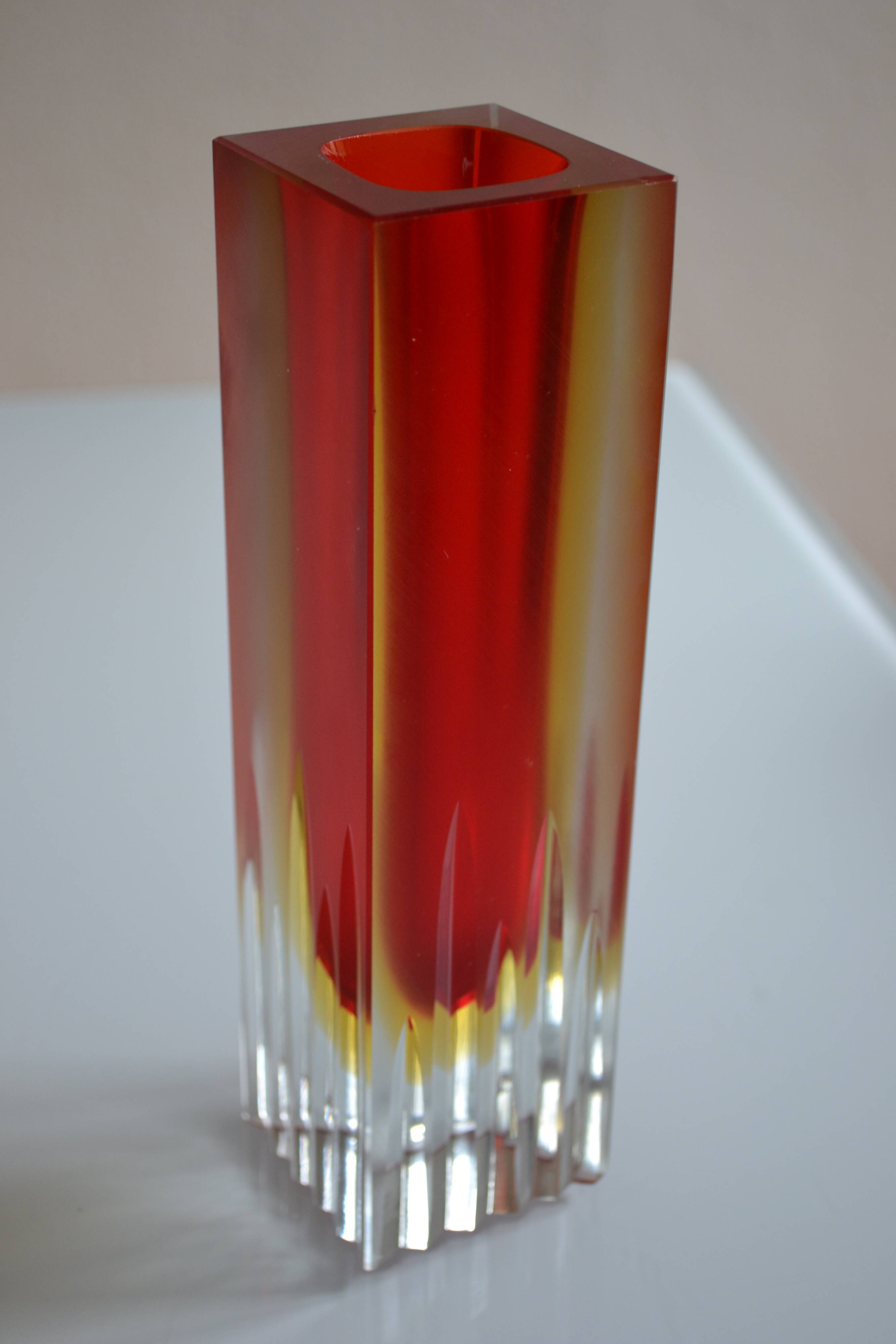MURANO SOMMERSO VINTAGE MODERNIST VASE ERA FLAVIO POLISHED