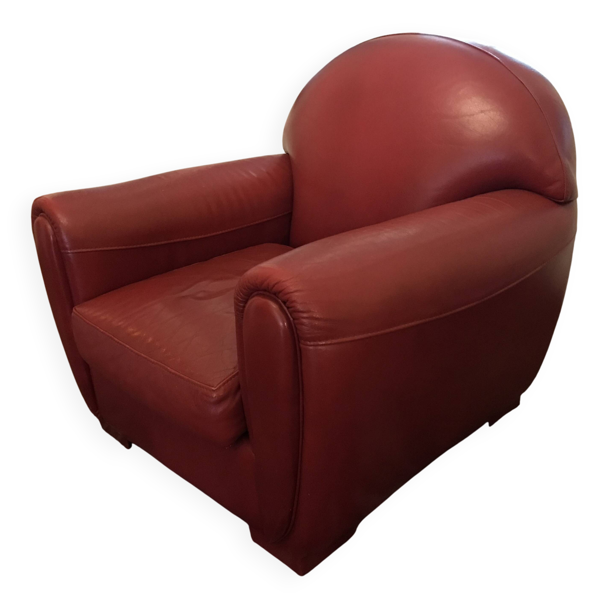 Red leather club armchair