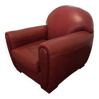 Red leather club chair
