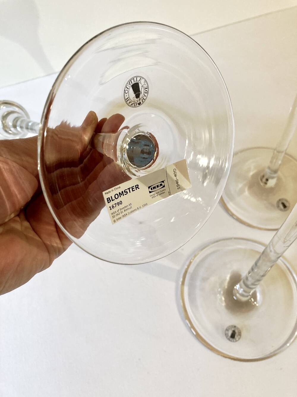 Set of three glass candle holders, Ikea, Blomster, 1999