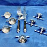 8 antique Art Deco silver-plated metal knife rests, Cailar Bayard hallmark