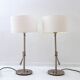 Pair of brushed steel table lamps with adjustable tilt - United Kingdom