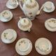 Antique coffee service in longwy porcelain – floral decoration and gilding –
