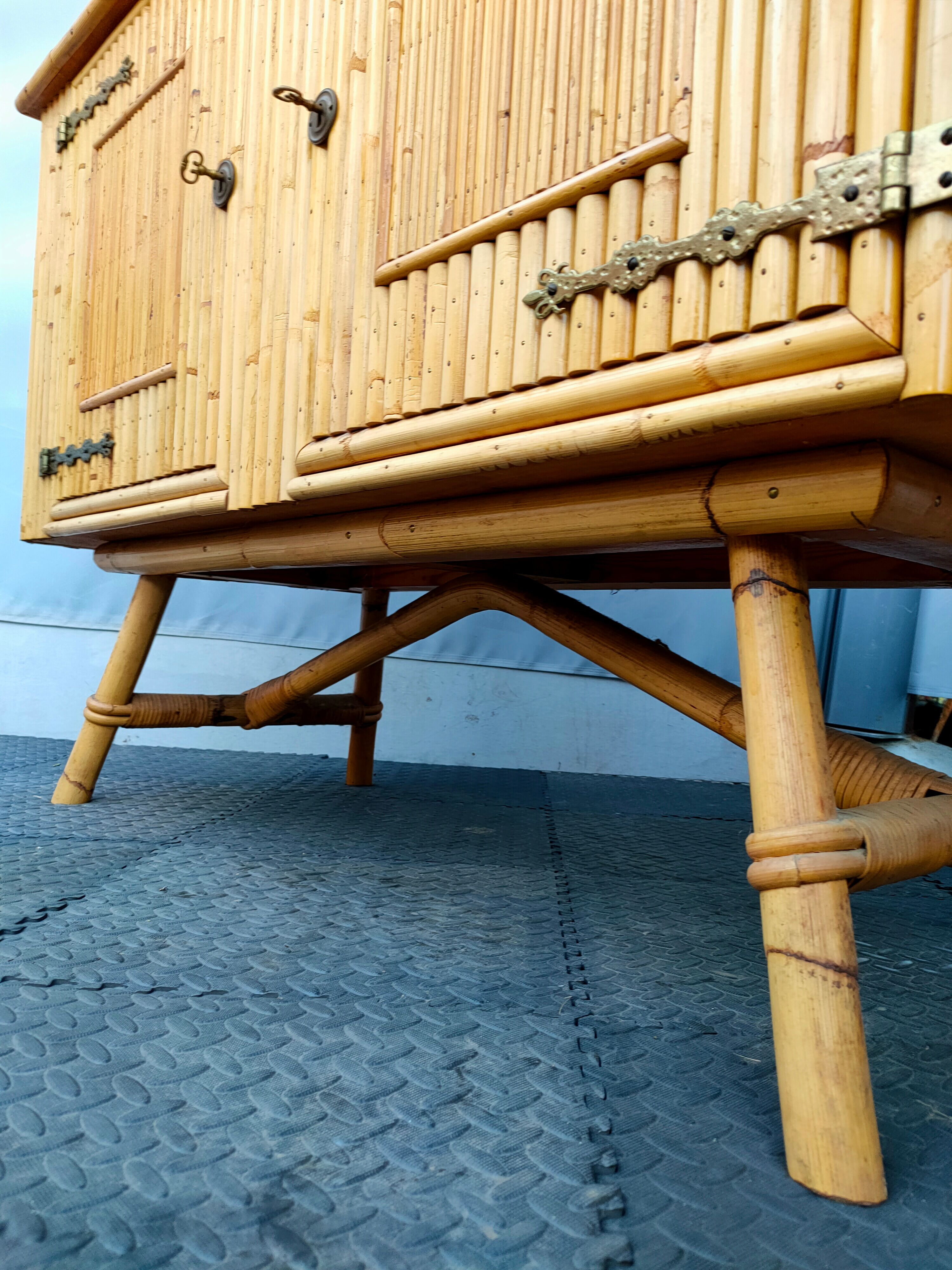 Vintage bamboo 50s enfilade French work