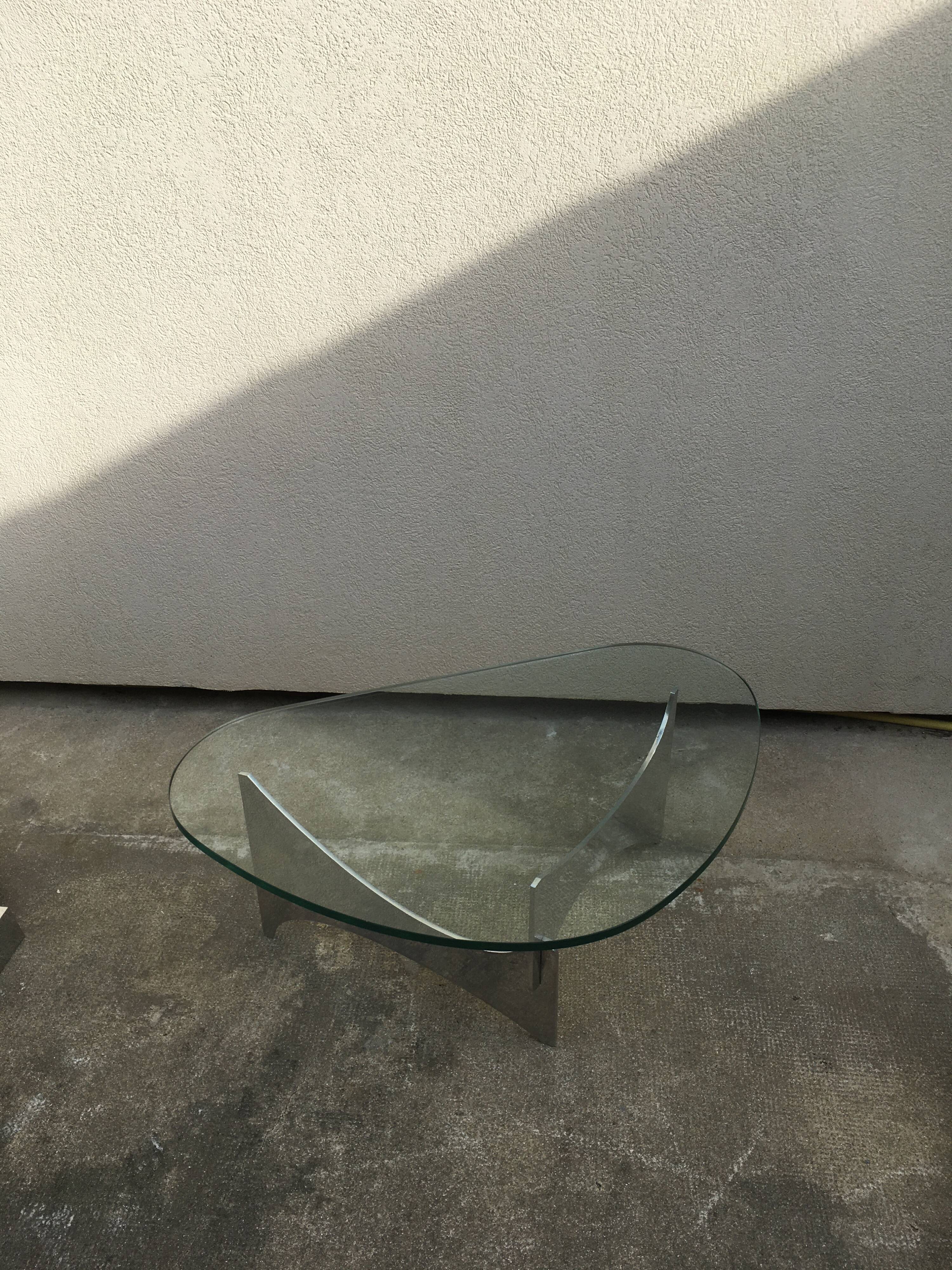 Glass and metal coffee table