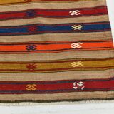 Turkish Red & Blue Striped Kilim Rug, 151x244Cm