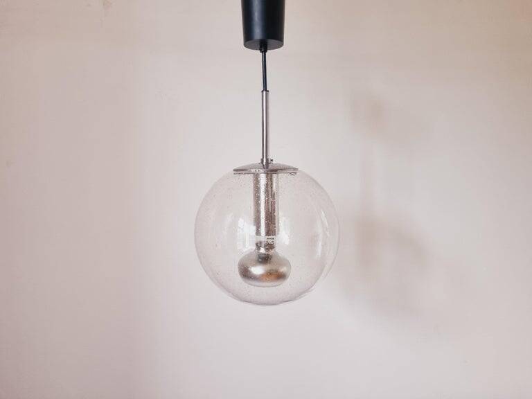 Midcentury Bubble Glass Globe Pendant by Glashütte Limburg, Germany, 1970s