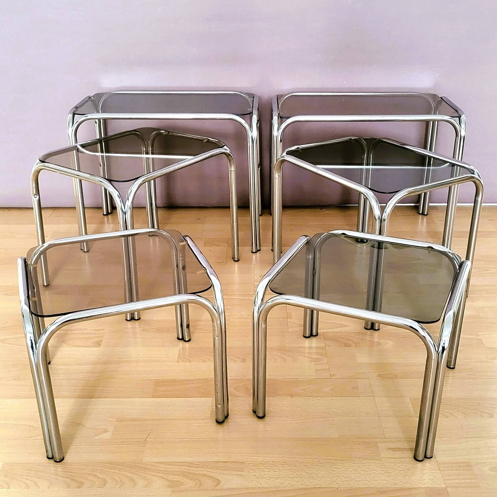 Italian nesting tables chrome "in perfect condition"