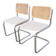 Set of 2 Vintage Cesca Chairs: Marcel Breuer Chrome & Cane, 1970s Mid-Centu