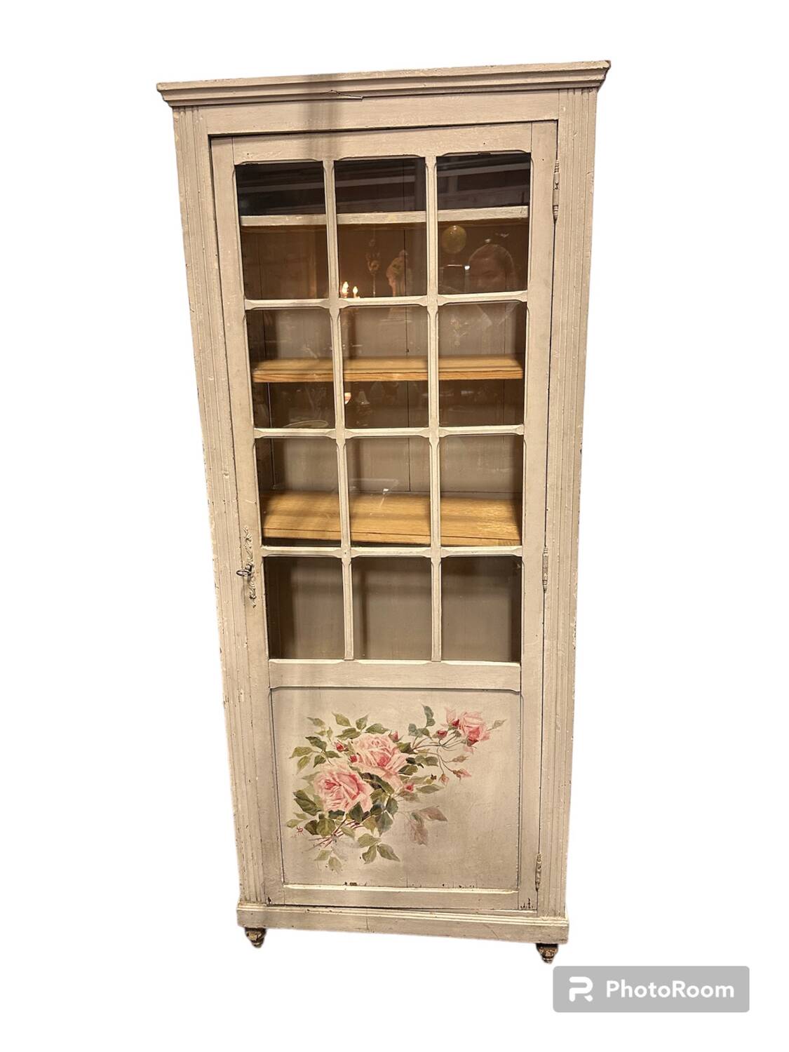 Old wood hosiery cabinet display case