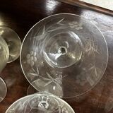 Art Nouveau Set of 32 Crystal Glasses - Engraved and Frosted Floral Pattern
