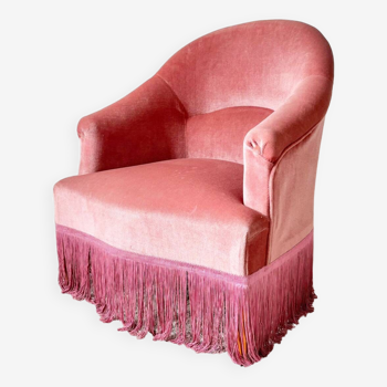 Vintage pink velvet armchair