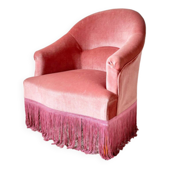 Fauteuil velour rose vintage