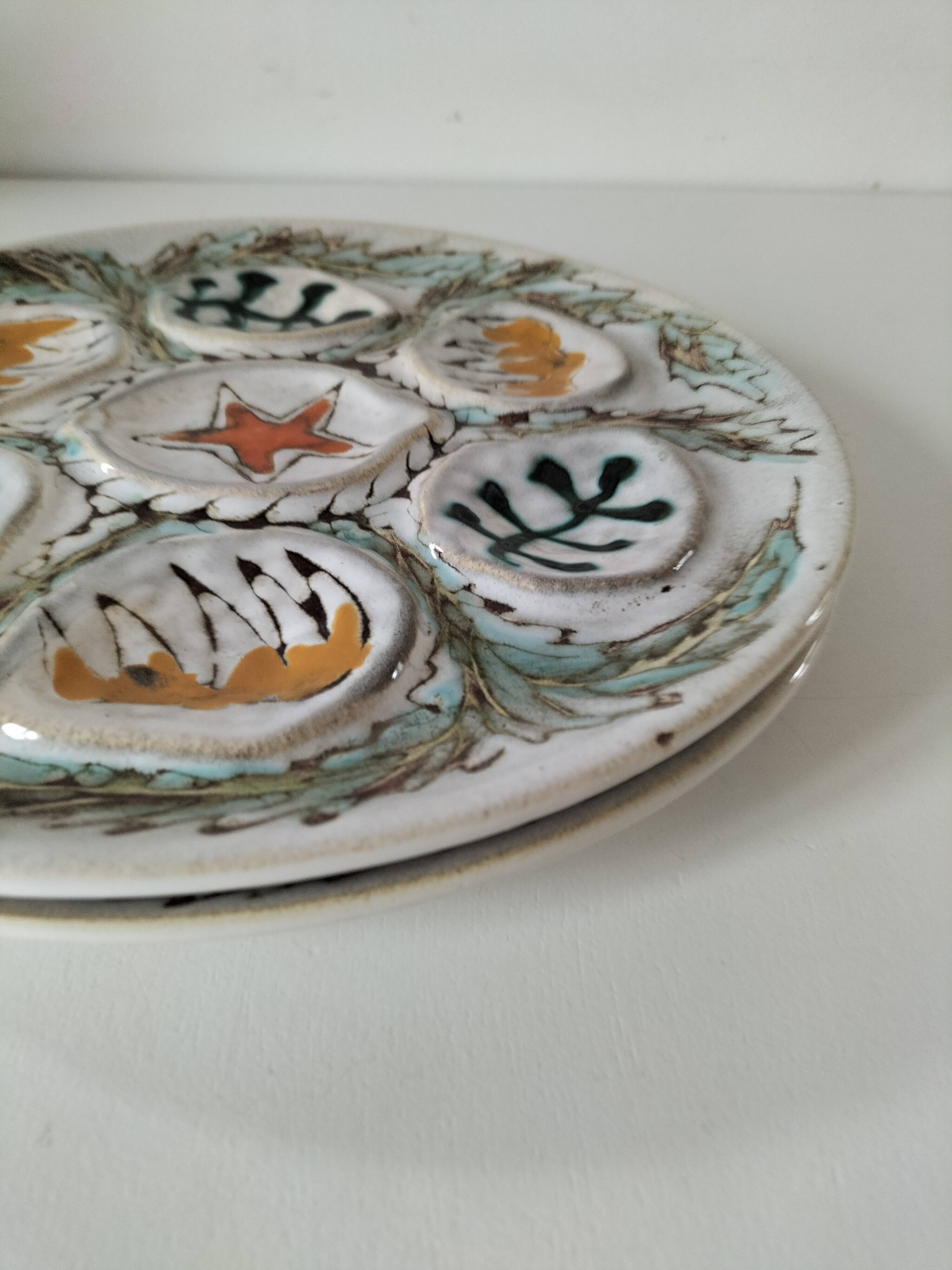 Set of oyster plates MBFA Pornic model Penerff, 1960s-70s.