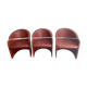 Series of three armchairs gondolas of Matteo Grassi leather edge