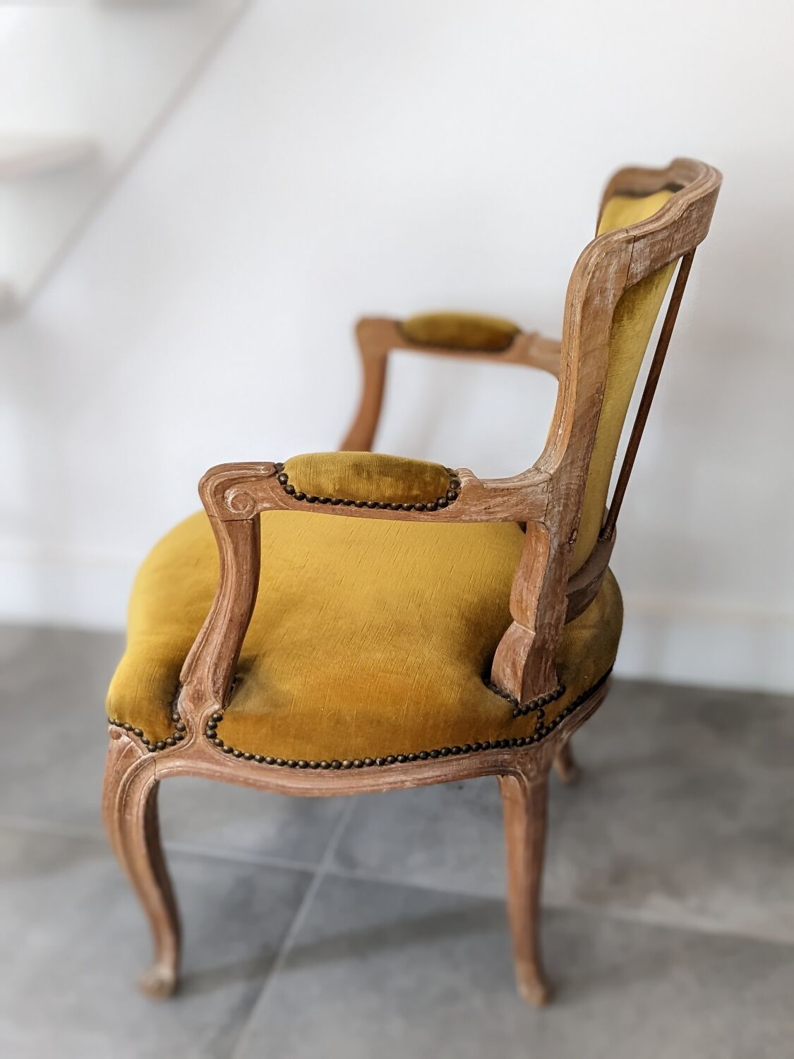 Vintage velvet convertible armchair mustard yellow