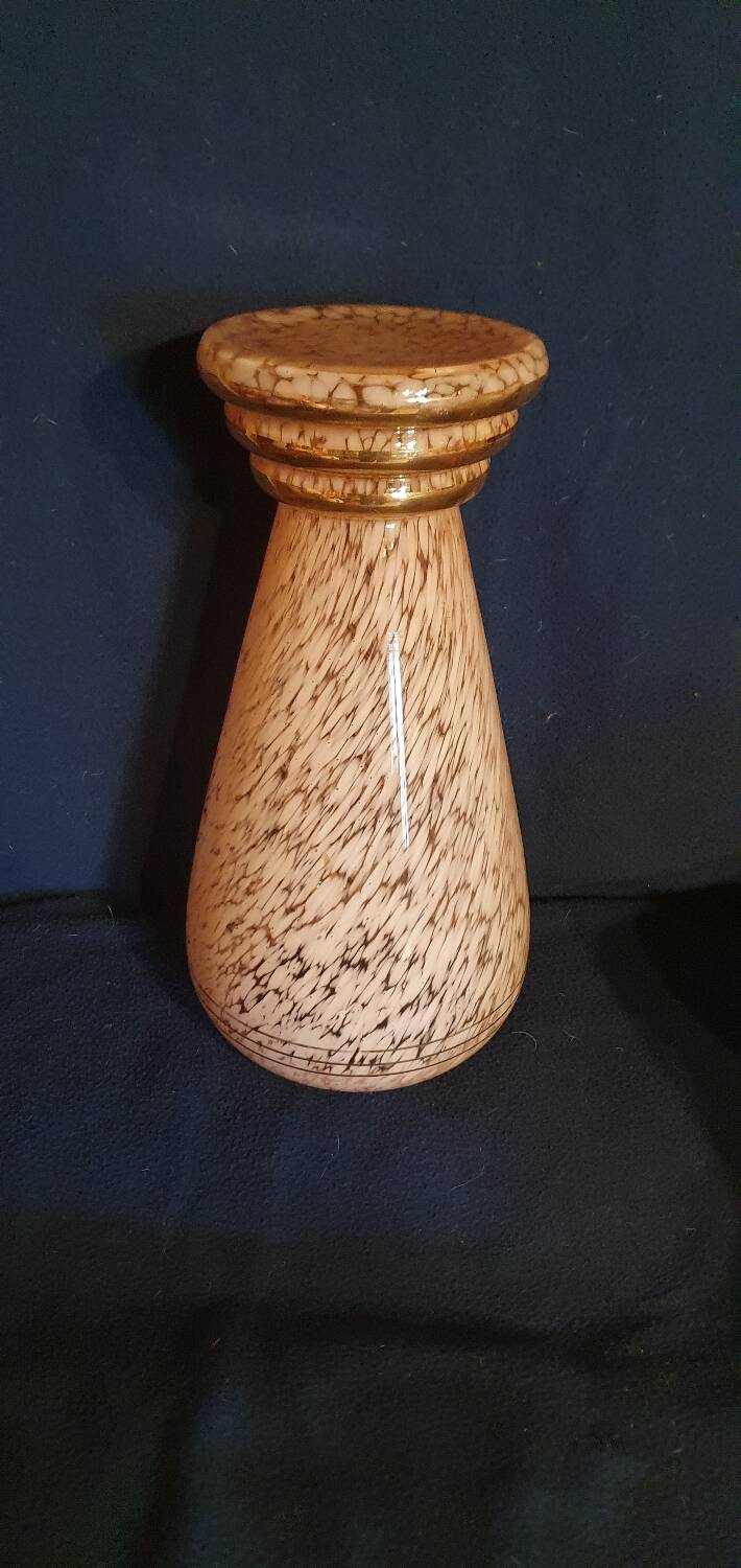 Pink and gold blown glass vase