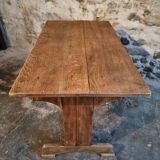 Antique trestle table in oak – France early 20th century – 110 cm