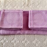 Antique tablecloths Adamascada tablecloth and 12 purple napkins