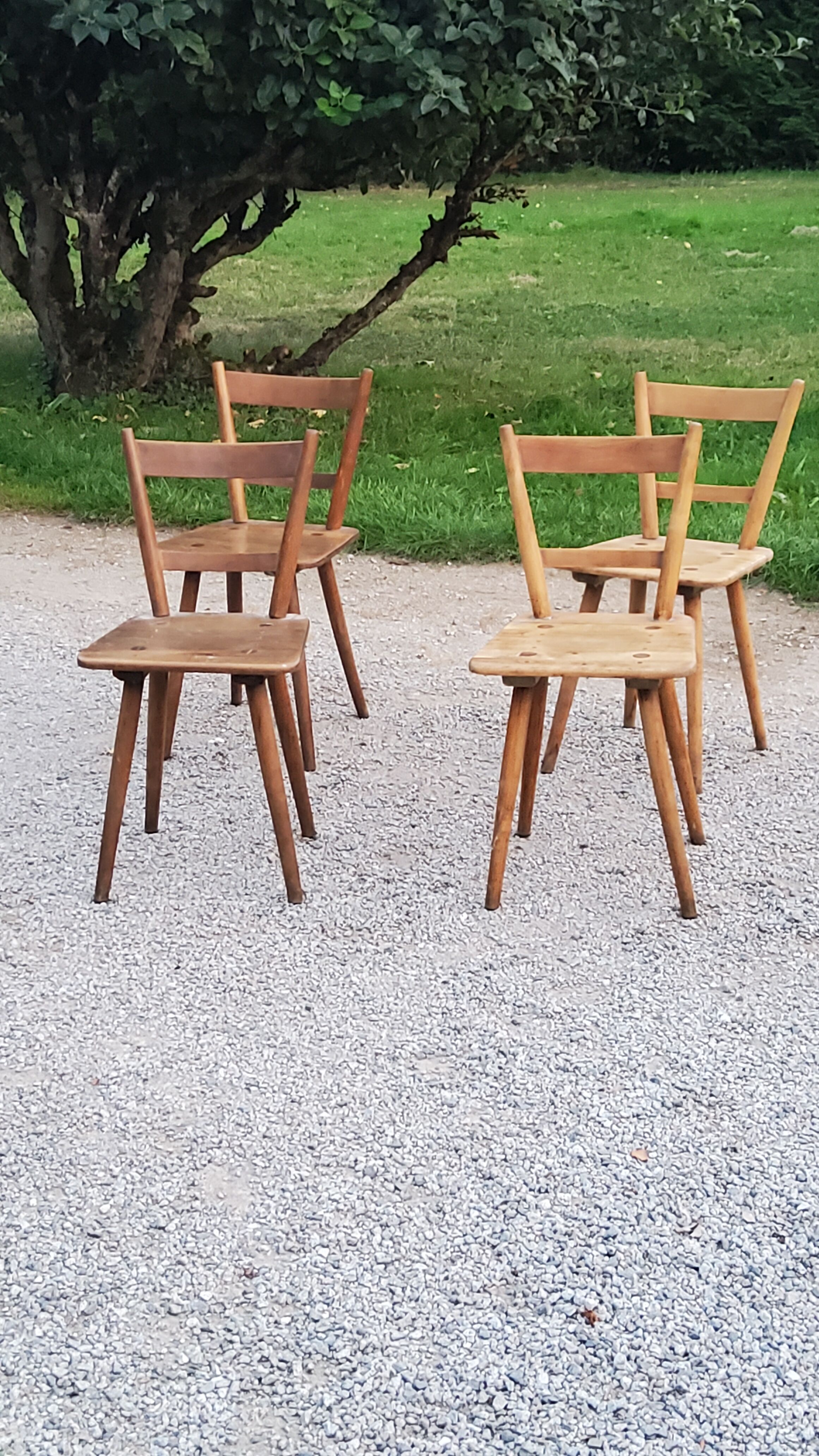 Set of 4 Scandinavian style beech chairs