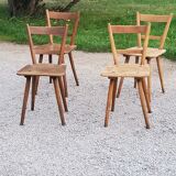 Set of 4 Scandinavian style beech chairs