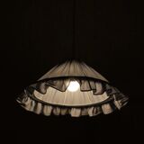 Conical suspension with fine stripes and Emilia "marina" shade.