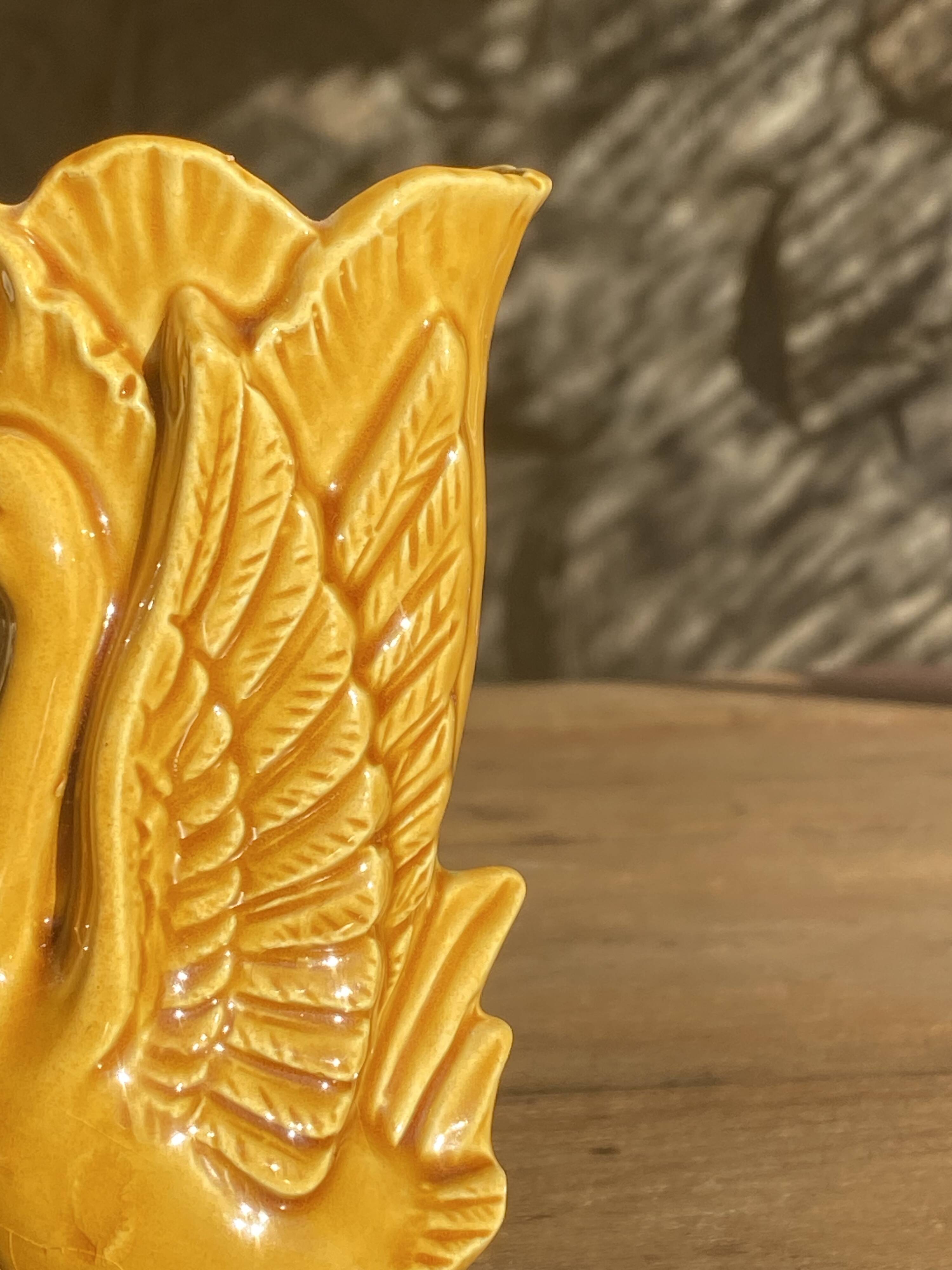 Japanese ceramic vase with swan decor