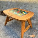 1950s coffee table in oak and ceramic tiles