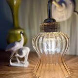 Vintage tulip angled wall light in amber glass
