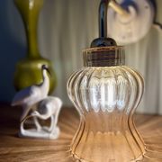 Vintage tulip angled wall light in amber glass