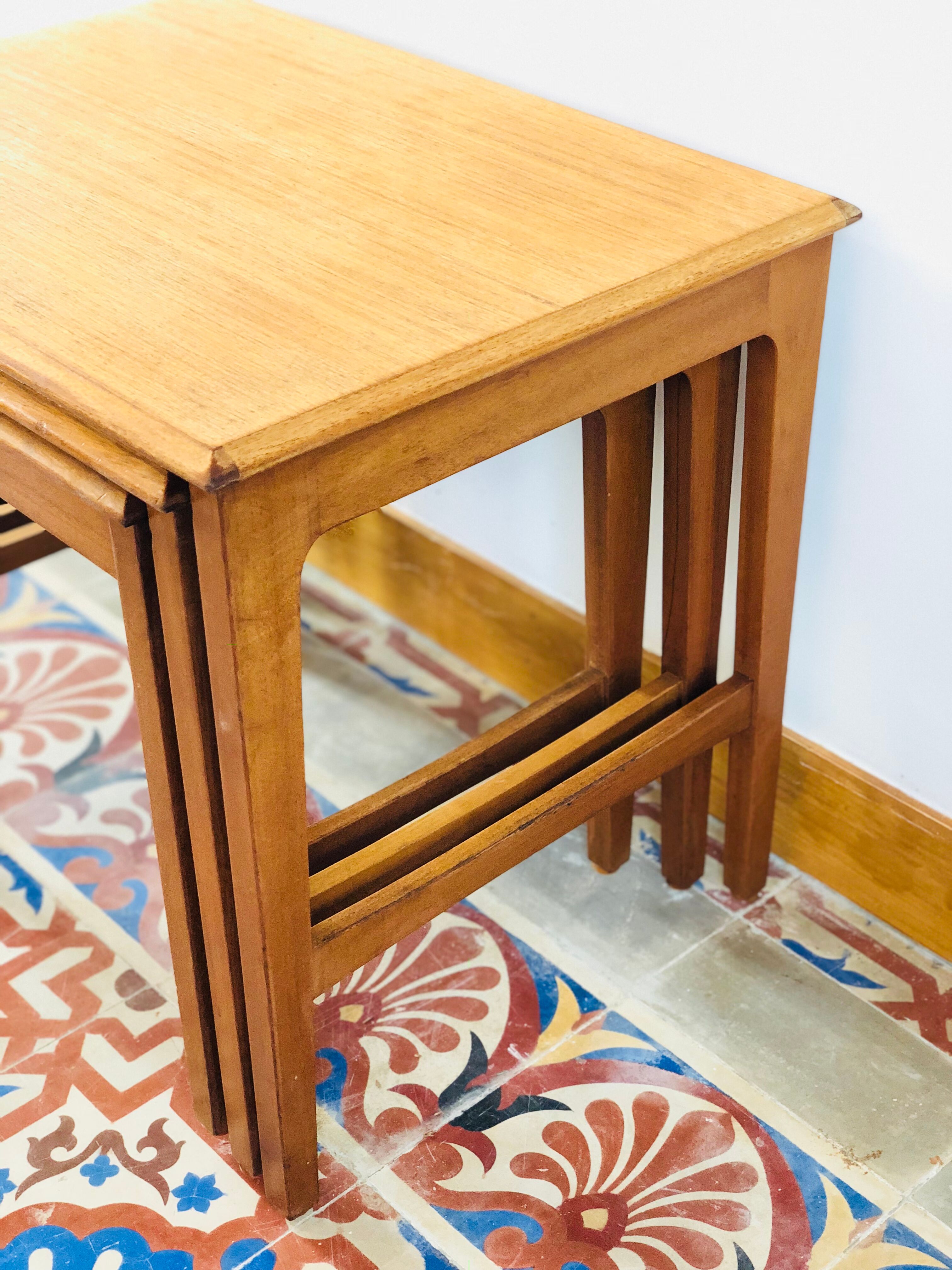 Pull-out tables teak by Remploy