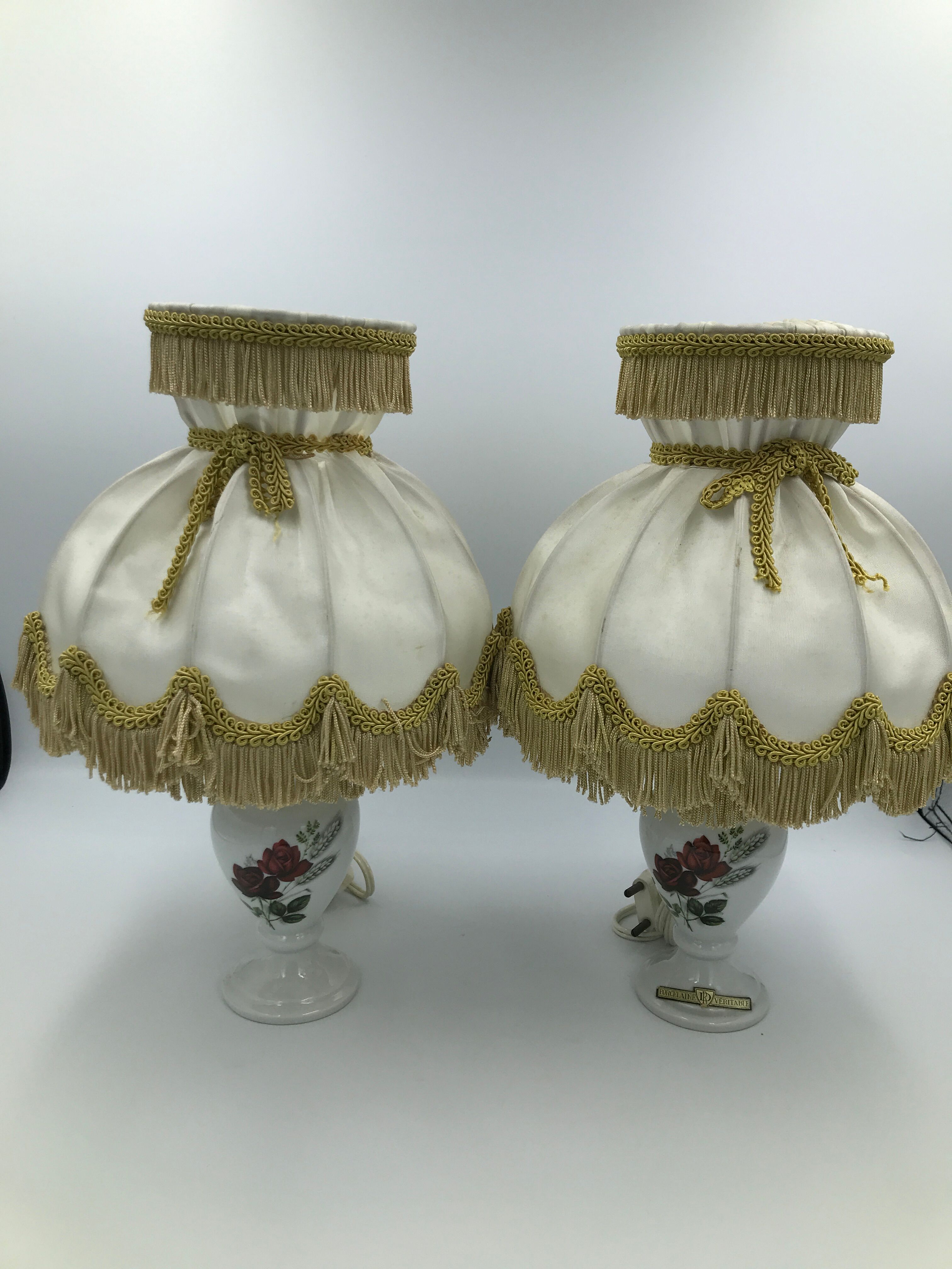Old bedside lamps in porcelain