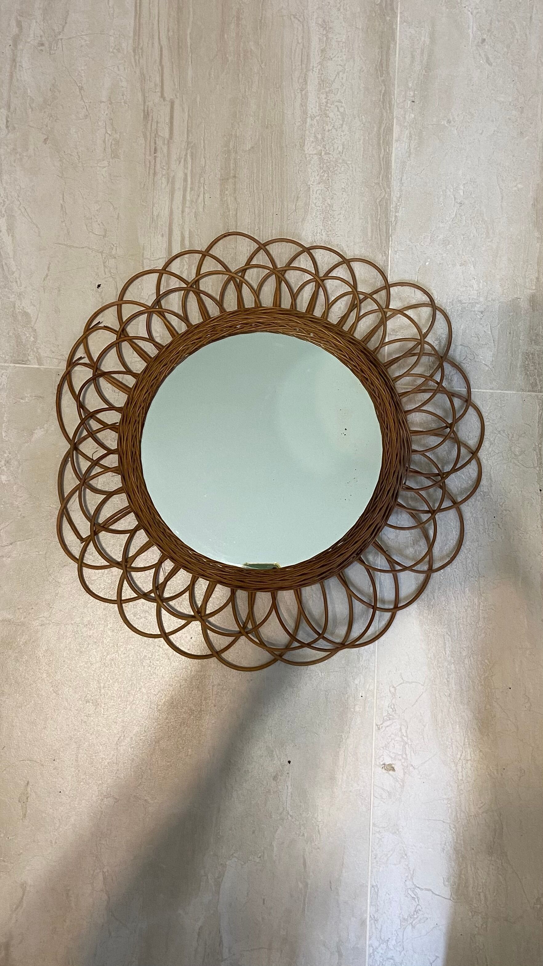 Rattan sun mirror diameter 44 cm