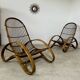 Set of 2 rattan lounge chairs armchairs Italian design from the 60s vintage rattan