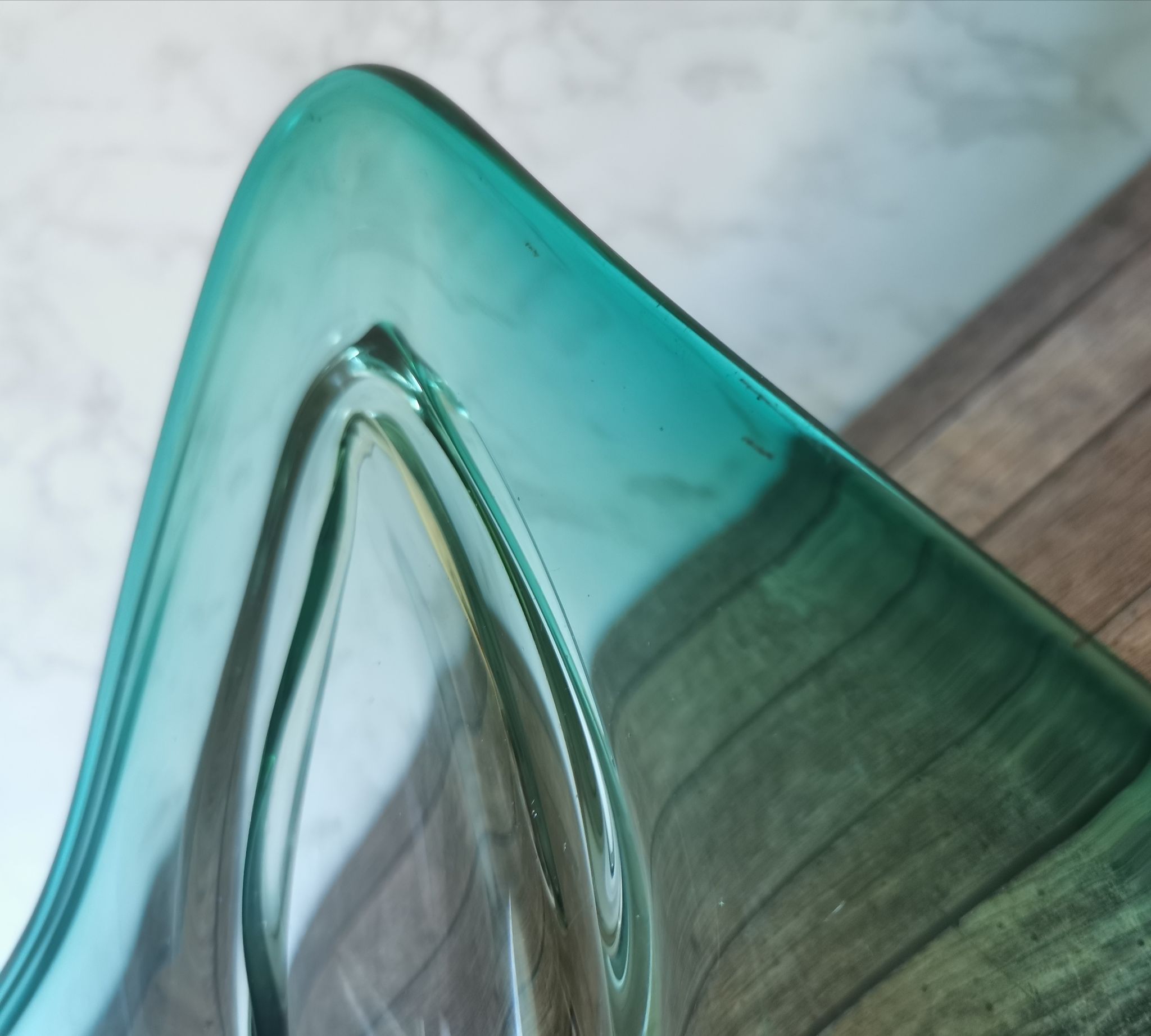 Large amber and green glass cup
