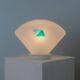 Murano glass table lamp - shell silhouette, frosted glass with blue detail - postmodern Memphis style, 1980s Italy - bedside lamp, gift idea