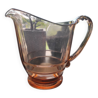 Pichet vintageArt déco en verre rose