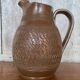 Ancien pichet grès marron décor ciselé géométrique made in france vintage