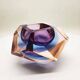 1960s rare colours multifaceted ashtray or catch-all in Murano glass by Flavio Poli for Seguso. Made in Italy