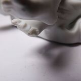 Porcelain biscuit holy water font with 2 angels, antique 1900-1930, Germany.