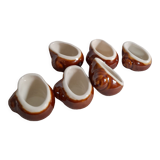 6 coquilles escargot céramique émaillée, marron, vintage
