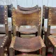Set of 6 English chairs in oak and fine leather from the late 19th century.