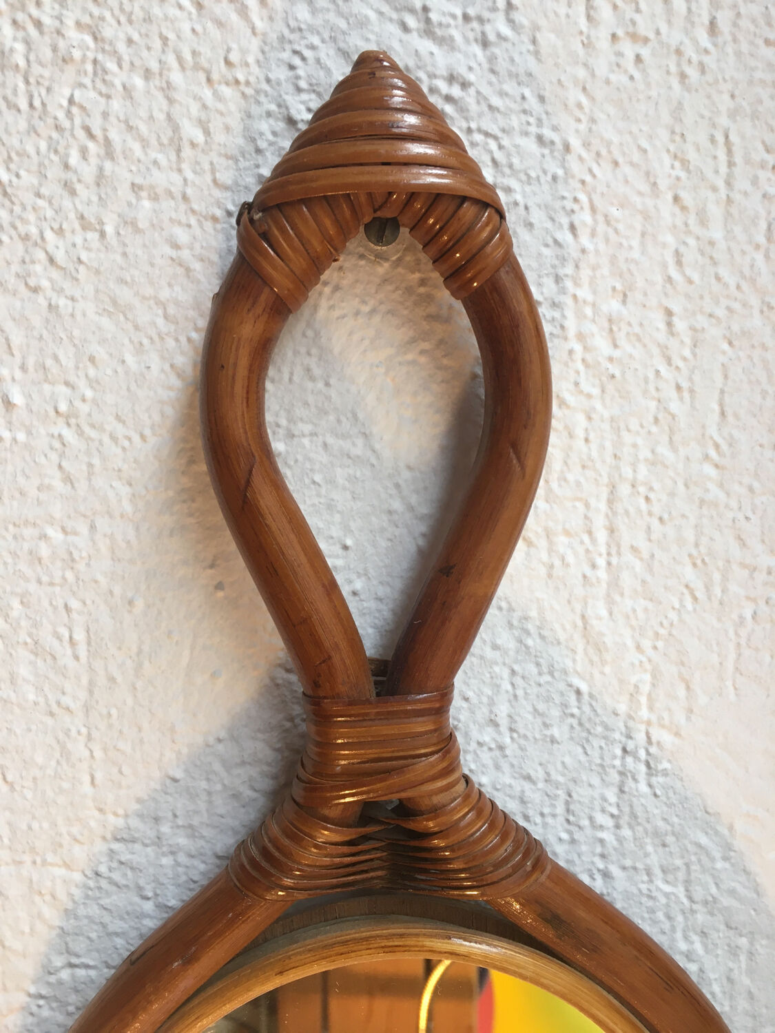Vintage rattan mirror 19x40cm