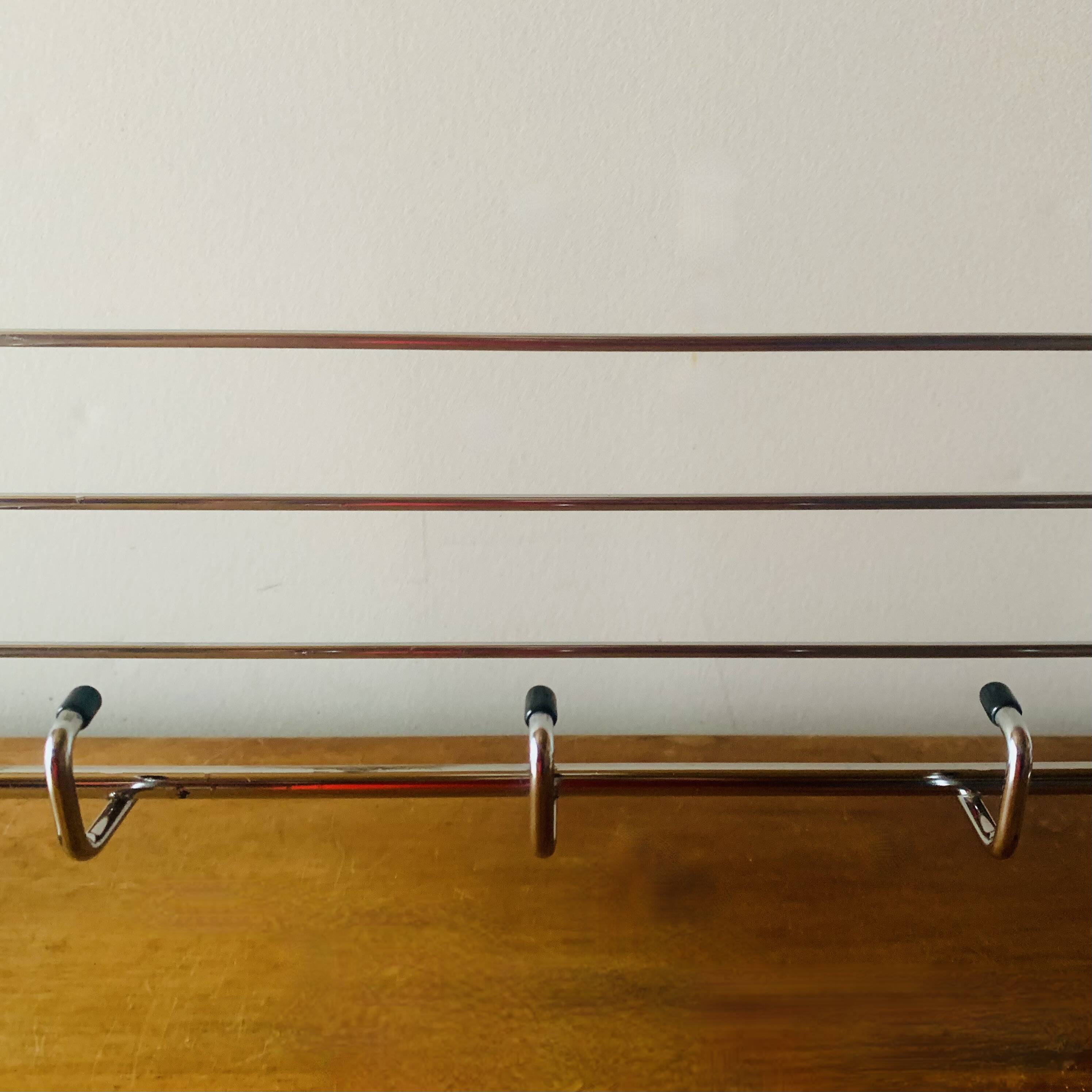 Vintage steel wall coat rack - 6 hooks